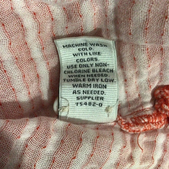 STYLUS Salmon and White Striped Button Down Long Sleeve Top - Size Medium - Picture 6 of 8